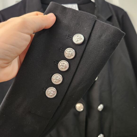 Miller Wendt Alexis Black Blazer XS Button Front Stretch Preppy Classic Military - Picture 9 of 9